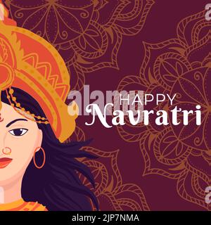 Felice illustrazione Navratri in stile piatto Illustrazione Vettoriale