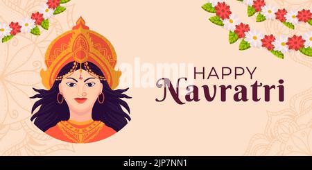 Felice illustrazione Navratri banner orizzontale Illustrazione Vettoriale