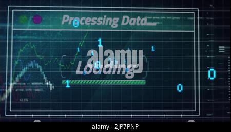 Immagine dell'elaborazione dei dati su sfondo nero Foto Stock