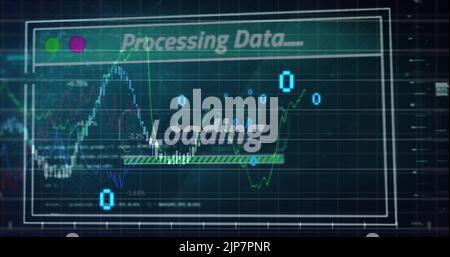Immagine dell'elaborazione dei dati su sfondo nero Foto Stock