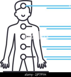 icona della linea bodys meridians, simbolo del contorno, illustrazione vettoriale, segnale concettuale Illustrazione Vettoriale
