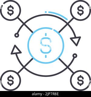 icona della linea di bilancio dell'azienda, simbolo di contorno, illustrazione vettoriale, segnale concettuale Illustrazione Vettoriale