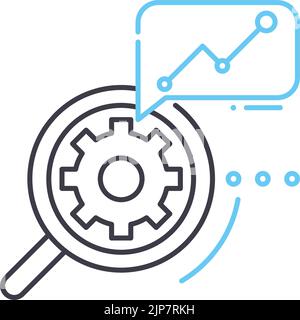 icona della linea di diagnostica del computer, simbolo di contorno, illustrazione vettoriale, segnale concettuale Illustrazione Vettoriale