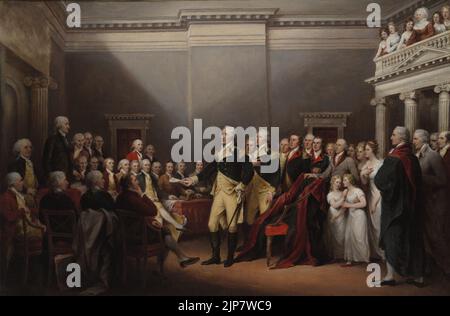 Le dimissioni del generale Washington 23 Dicembre 1783 Foto Stock