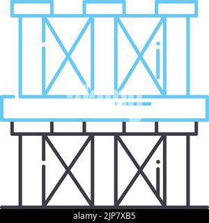 icona della linea della struttura di costruzione, simbolo del contorno, illustrazione vettoriale, segnale concettuale Illustrazione Vettoriale