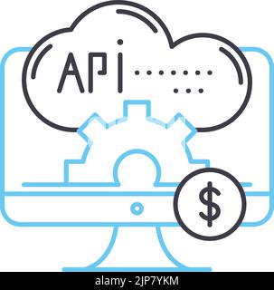 icona linea api, simbolo di contorno, illustrazione vettoriale, simbolo concettuale Illustrazione Vettoriale