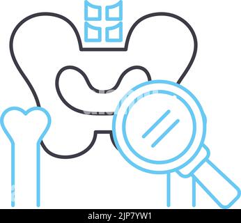 icona della linea di densitometria ossea, simbolo di contorno, illustrazione vettoriale, simbolo concettuale Illustrazione Vettoriale