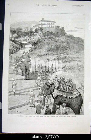 La visita reale in India, il Principe di Galles sulla strada per il Tempio di Parbuttee, vicino Poonah - il grafico 1875 Foto Stock