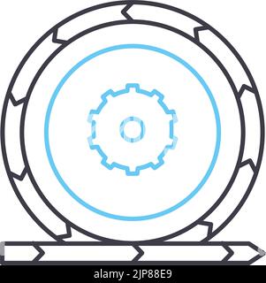 icona della linea di sviluppo del modello agile, simbolo di contorno, illustrazione vettoriale, segnale concettuale Illustrazione Vettoriale