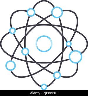 icona della linea atomica, simbolo di contorno, illustrazione vettoriale, simbolo del concetto Illustrazione Vettoriale