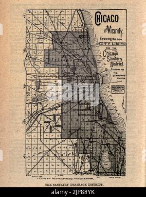 Mappa di Chicago e dintorni dal libro Chicago, la meravigliosa città dell'ovest : una storia, un'enciclopedia e una guida : 1893 : illustrato da John Joseph Flinn, editore Chicago : Flinn & Sheppard Foto Stock