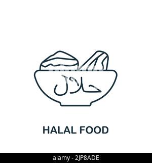 Halal Food icona. Linea semplice icona per modelli, web design e infografiche Illustrazione Vettoriale