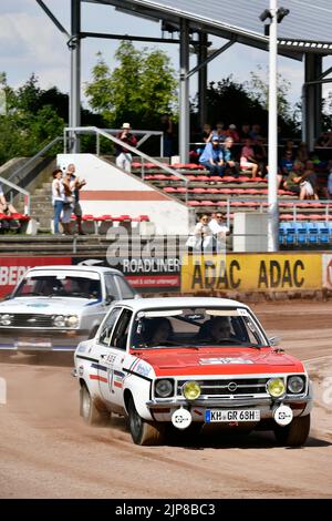 Olympia Rallye 72, 72´, 1972, 50 anni di rinascita, 50 anni di anniversario, 22, 2022, gara, Rally, Auto, Oldtimer, Vintage, Drift, Drifting, Opel Ascona A Foto Stock