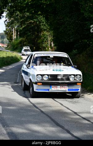 Olympia Rallye 72, 72´, 1972, 50 anni di rinascita, 50 anni di anniversario, 22, 2022, gara, Rally, Auto, Oldtimer, Vintage, Drift, Drifting, Ford, Accompagnatore Foto Stock