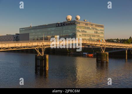 Sede centrale della BBC Scotland sulle rive del fiume Clyde a Glasgow, Scozia Foto Stock