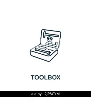 Icona della casella degli strumenti. Linea semplice icona per modelli, web design e infografiche Illustrazione Vettoriale