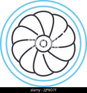 icona della linea della ventola del motore, simbolo di contorno, illustrazione vettoriale, segnale concettuale Illustrazione Vettoriale