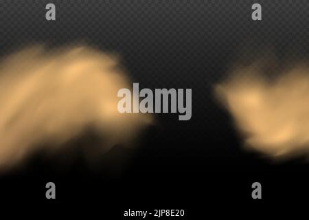 Traccia su una strada polverosa o autostrada da un car.A nube di polvere marrone e sabbia con particelle di volare sabbia asciutta e dirt.Clubs di fumo scuro.realistic il Illustrazione Vettoriale