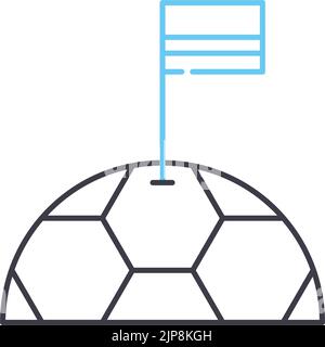 icona della linea della bandiera del calcio, simbolo del contorno, illustrazione vettoriale, segnale concettuale Illustrazione Vettoriale