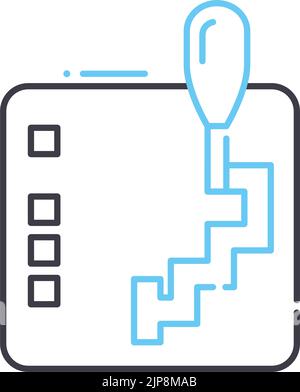 icona della linea della scatola ingranaggi, simbolo di contorno, illustrazione vettoriale, segnale concettuale Illustrazione Vettoriale