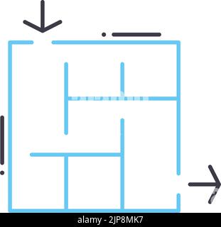 icona della linea labirintica, simbolo di contorno, illustrazione vettoriale, simbolo concettuale Illustrazione Vettoriale