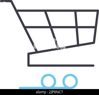 icona della linea del carrello del mercato, simbolo di contorno, illustrazione vettoriale, segnale concettuale Illustrazione Vettoriale