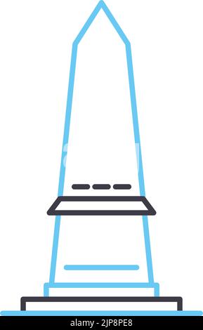 icona della linea dell'obelisco, simbolo del contorno, illustrazione vettoriale, segnale concettuale Illustrazione Vettoriale