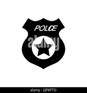 Icona di un distintivo di polizia in stile piatto alla moda. Illustrazione grafica vettoriale. Adatto per design di siti web, logo, template. Illustrazione Vettoriale