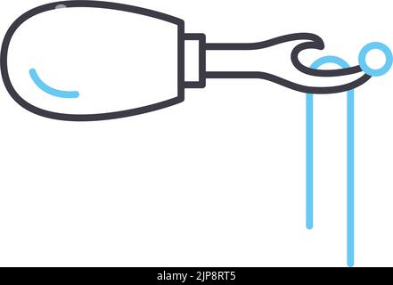 icona della linea dello strumento di cucitura, simbolo di contorno, illustrazione vettoriale, simbolo concettuale Illustrazione Vettoriale