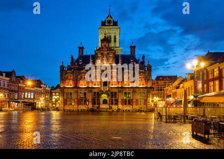 municipio, piazza del mercato, grote markt, delft, municipio, piazze del mercato, mercati grote Foto Stock