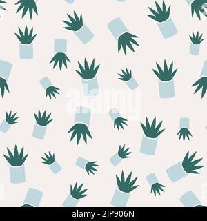 Cactus in una pentola. Simpatico modello infantile. Illustrazione Vettoriale