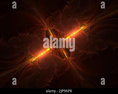 Sfondo astratto di festa con raggi sfocati e scintille. Fantastico effetto luce. Rappresentazione digitale di fractal art. 3d. Foto Stock