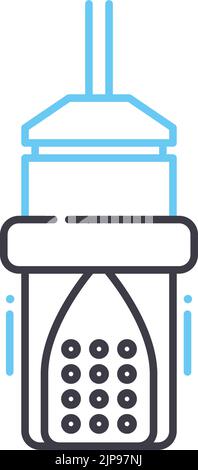 icona della linea del microfono da studio, simbolo di contorno, illustrazione vettoriale, segnale concettuale Illustrazione Vettoriale