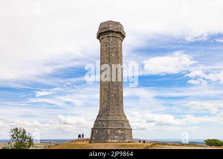 The Hardy Monument Dorset UK; Un monumento al vice-ammiraglio Sir Thomas Hardy su Black Down, nella campagna Dorset vicino alla costa, Dorset Inghilterra UK Foto Stock