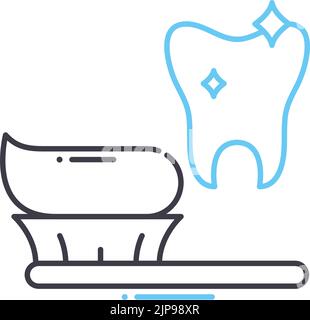 icona della linea di spazzolamento dei denti, simbolo del contorno, illustrazione vettoriale, simbolo del concetto Illustrazione Vettoriale