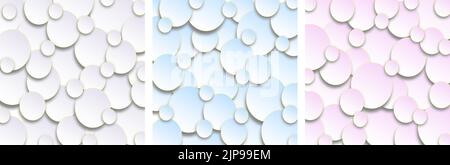 Set di collage geometrici vettoriali alla moda con cerchi di carta a sfumatura morbida. Design quadrato contemporaneo perfetto per stampe, volantini, striscioni, inviti Illustrazione Vettoriale