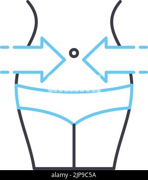 icona della linea di perdita di peso, simbolo di contorno, illustrazione vettoriale, simbolo concettuale Illustrazione Vettoriale