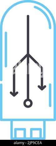 icona della linea dello stick dell'unità usb, simbolo di contorno, illustrazione vettoriale, simbolo del concetto Illustrazione Vettoriale