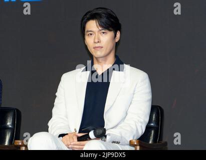 Seul, Corea del Sud. 16th ago, 2022. Attore Hyun Bin, posa per le foto durante una conferenza stampa il film 'Confidential Assignment 2: International' a Seoul, Corea del Sud, il 16 agosto 2022. Il film sarà pubblicato in Corea del Sud il 7 settembre. (Foto di Lee Young-ho/Sipa USA) Credit: Sipa USA/Alamy Live News Foto Stock