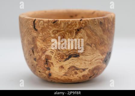 Oak Burr / Burl Bowl o piatto con unico grano paletti Foto Stock