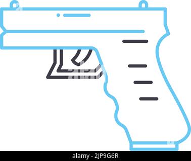 icona della linea della pistola, simbolo del contorno, illustrazione vettoriale, simbolo del concetto Illustrazione Vettoriale