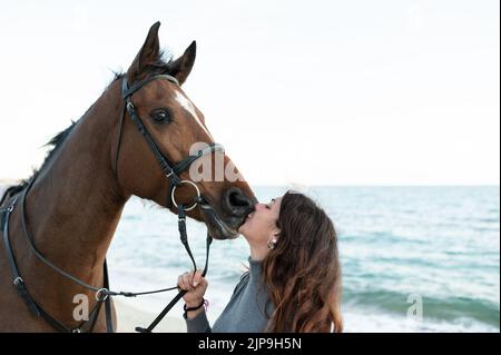 cavallo, cavallo donna, amore cavallo, strandreiten, cavalli, cavaliere, cavaliere Foto Stock