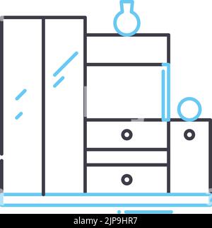 icona della linea dell'armadio interno, simbolo del contorno, illustrazione vettoriale, segnale concettuale Illustrazione Vettoriale