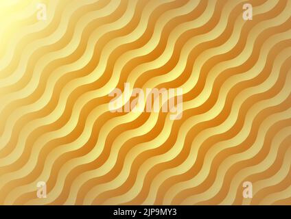 Golden wave 3D sfondo parete. Sfondo del modello per il prodotto o la pubblicità. Illustrazione Vettoriale