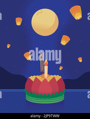 Loy Krathong festival Illustrazione Vettoriale