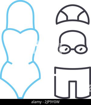 costume da bagno icona linea, simbolo di contorno, illustrazione vettoriale, concetto segno Illustrazione Vettoriale