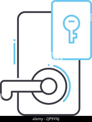 icona della linea della chiave, simbolo di contorno, illustrazione vettoriale, simbolo concettuale Illustrazione Vettoriale
