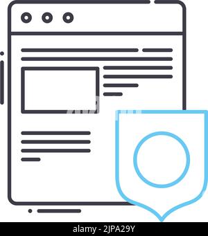 icona della linea di protezione della rete, simbolo di contorno, illustrazione vettoriale, simbolo concettuale Illustrazione Vettoriale