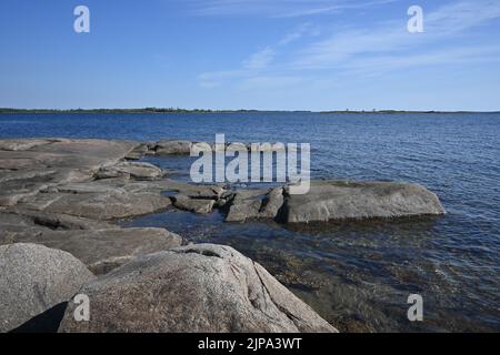 La costa del Mar Bianco. Mare della regione Karelian in Russia. Foto Stock