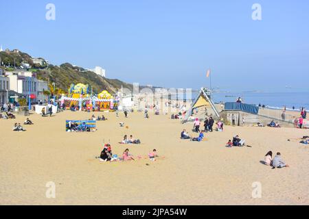 Bournmouth, Dorset, Inghilterra, Regno Unito, spiagge e Pier e zip Wire. Foto Stock